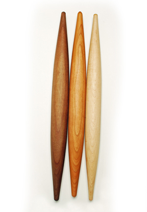 Vermont Rolling Pins wood samples in maple, cherry and walnut